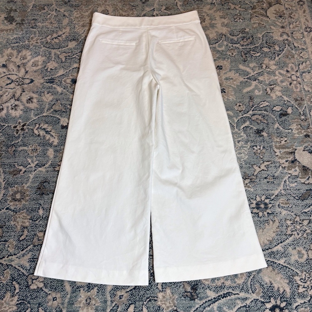 LOFT White Cropped Wide-Leg Trousers High Rise Size 6 EUC - Picture 3 of 10